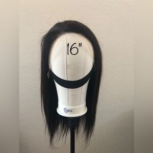 16" Straight- 100% Human Hair Wig- Natural Black Bundle Deal